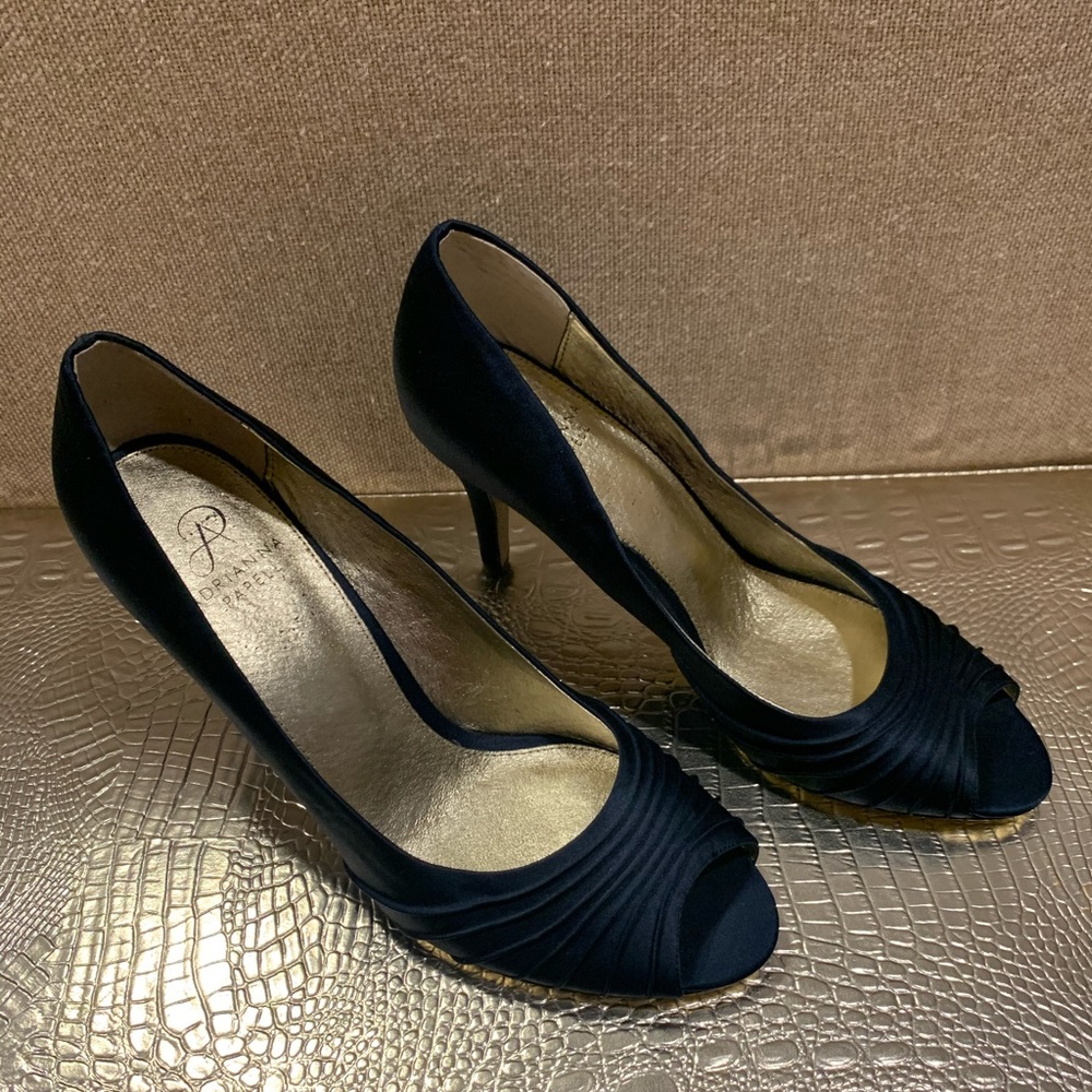 Blue 3- 3 1/2 inch heel with peep toe